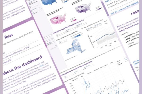 tableau visualizations of the sti dashboard, as well as about the dashboard, faqs and resources snippets